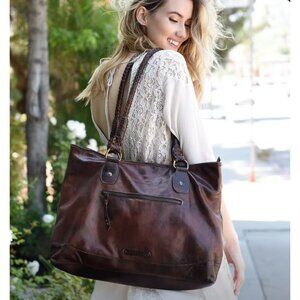 Bed Stu Waverly Shoulder Tote Bag Teak Rustic Leather Braided Large Rare